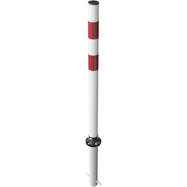 KICKBACK � puller | � 60 mm | med jordfod til indst�bning i beton | hvid med r�de reflekterende striber